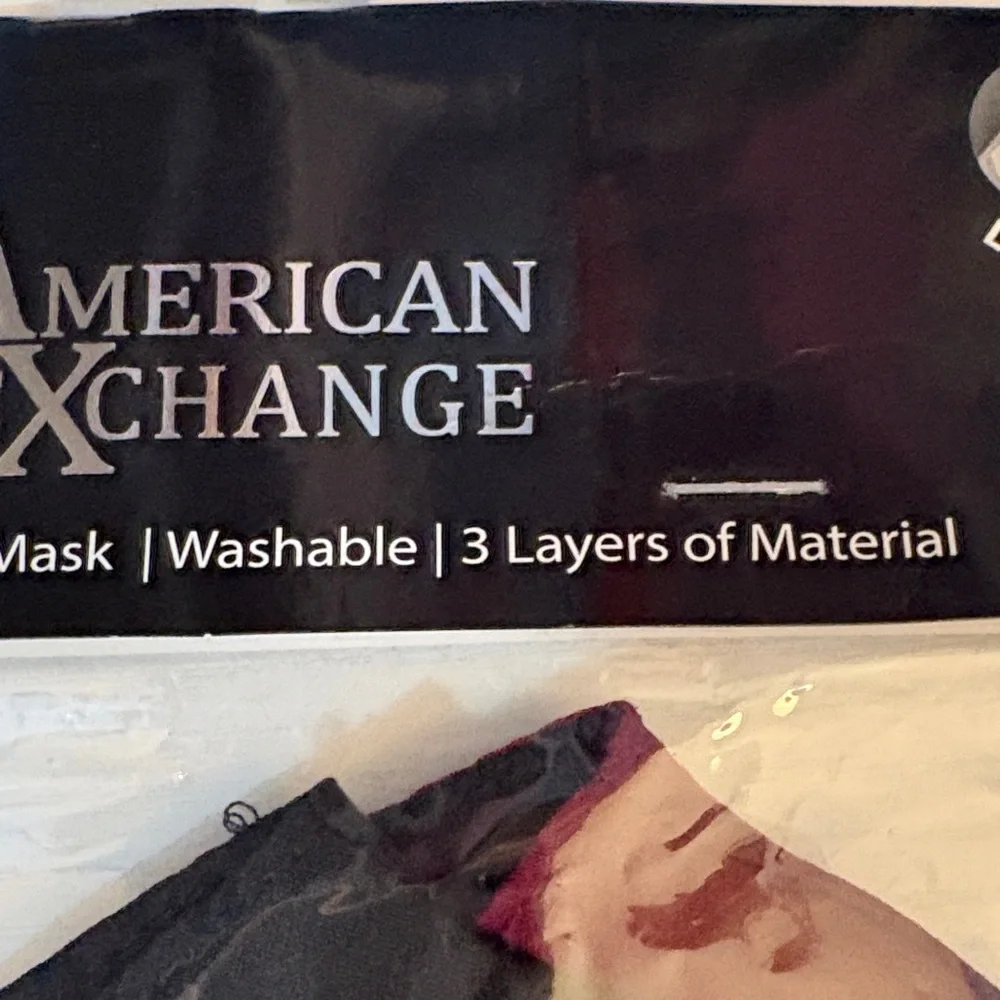 American Exchange Black & Burgundy Face Masks with Pearl Studs - 2 Pack